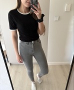 Szare spodnie z wysokim stanem skinny jesns Bershka