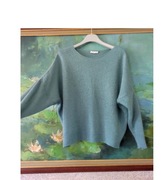 sweter Zara turkusowy morski zielony mięciutki puchaty kardigan