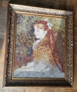 Obraz makatka z włóczki dziewczyna ruda