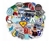 Naklejki winylowe na laptop, programowanie 50 szt.