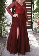 Długa suknia Bordo Rozmiar S