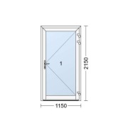 Drzwi ALU 2150x1150mm, 3 szybowe, przeszklone, od ręki