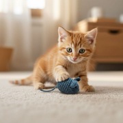 Szydełkowa myszka – zabawka / gryzak dla kota