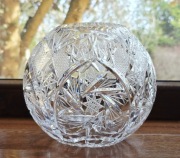 Kryształowy wazon kulisty,  flakon okragły kryształy retro kula Vintage prl