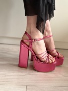 Różowe sandałki na słupku – eleganckie / wesele / sesja