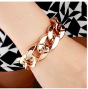 BRANSOLETKA GRUBY ŁAŃCUCH DAMSKA ZŁOTA KAJDANY