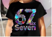 KOSZULKA DZIECIĘCA CZARNA  SIX SEVEN 67 STEAL A BRAINROT ROBLOX128 - 140