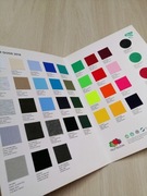 Wzornik kolorów materiałów bawełnianych na koszulki. 