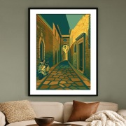 Asyż - Włoska Uliczka ze Skuterem | Plakat Art Deco Dekoracja 40x60cm