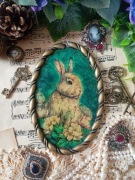 Dekoracyjny medalion z zającem Prowansja vintage decoupage shabby chic