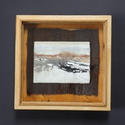 "Zima" ręcznie malowany obraz akwarelowy, drewniana rama, szkło