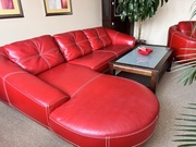 Kanapa skórzana czerwona