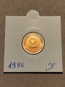 Moneta Niemcy 2 fenigi 1986 D