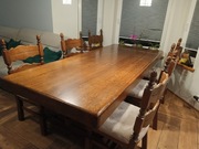 Lity stół dębowy + 10 krzeseł 2.6 x 1.1