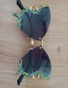 Damskie ozdobne okulary przeciwsłoneczne Glamour cyrkonie