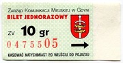 Bilet z karnetu ZKM Gdynia, 1 x 10 gr.