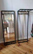 Stylowy komplet do przedpokoju Vintage Art Deco lustro + wieszak metalowy