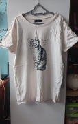 Damski T-skirt z nadrukiem kota