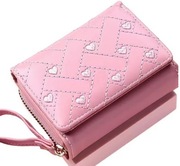 Elegancki rózowy portfel z serduszkami - wysyłka w cenie