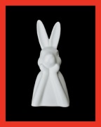 Figurka duży królik zając biały podparty popiersie 20 cm ceramika Nowy