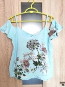 Niebieska turkusowa bluzka typu hiszpanka 38 M 