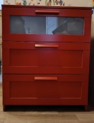 Komoda Brimnes czerwona 3 szuflady