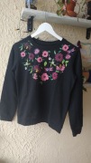 Czarna damska bluza w kwiaty rozm XS bawełna Sinsay casual 