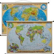Świat. Mapa dwustronna fizyczno-polityczna 1:35 000 000, 100x70 cm