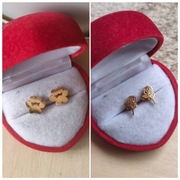 2 pary kolczyki róże kocie łapki kolor złoty wkręty sztyfty stal nierdzewna