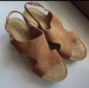 Buty Sergio Bardi sandały 40/ 25 koturna z korka zamsz camel jak  nowe