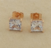 Kolczyki złocone, kwadratowe i prostokątne stal Nowe