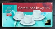 Garnitur do kawy, serwis firmy Karolina na 6 osób, porcelana, nowy