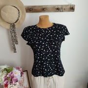 Koszulka damska Assast L, czarna w kolorowe kropki, krótki rękaw