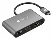 Techly USB-C Multiport Adapter-HDMI/VGA/RJ45/2x