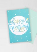 nowoczesne kartki na urodziny, turkusowe kartki