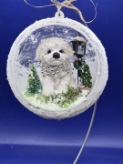 Bombka3d Z  ręcznie wykonanym Maltańczykiem w szaliku srebrnym 