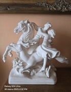 Rzeźba figura Statuetka myśliwska. Polowanie Diana Jeleń koń. Łowy  XXw