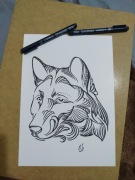  Rysunek: wilk - cienkopis, blok t. A4, 250 g/m2