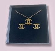 Komplet naszyjnik i kolczyki Logo stal 316L