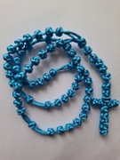 Różaniec ze sznurka satynowegopleciony kolor niebieski 