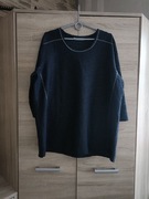 Granatowa bluzka z dodatkiem srebrnej nitki 