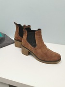 Botki półbuty skórzane karmelowe Lasocki 41