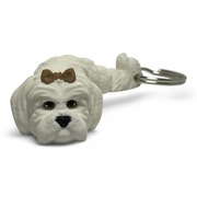 FIGURKA 3D BIAŁY MALTAŃCZYK BRELOK PIESEK PIES PSY  