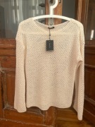 Massimo Dutti nowy lekki sweter beżowy kremowy ażurowy