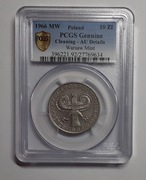 10 złotych 1966 mała kolumna PCGS AU DETAILS