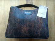 Nowa, brązowa, torebka Ryłko, skóra z włosiem