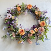 Wianek wiosenny sztuczny na drzwi kolorowy 58cm