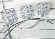 Świecznik srebrny potrójny kryształowy glamour 