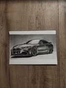Rysunek ołówkiem BMW M4 format A4 