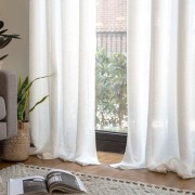 Zasłony MIULEE 140x280 cm 2 szt. – Białe | Imitacja lnu | Półprzezroczyste